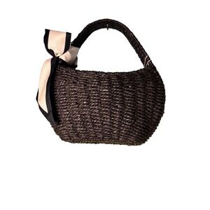 A New Day Woven Hobo Bag Purse Handbag Black Beige Scarf Accent New with‎ Tags
